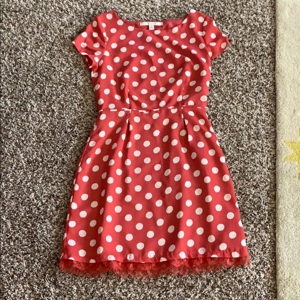 Pink & white polka dot dress